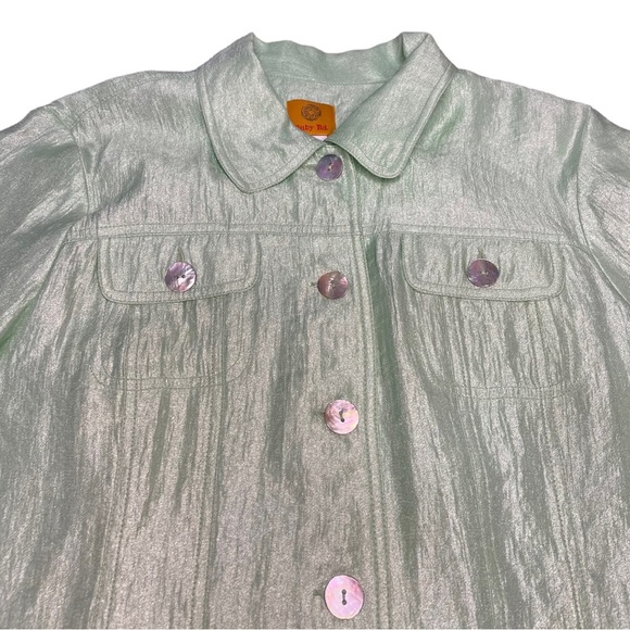 Rudy Rd. Purple and Gren Metallic Blouses - Picture 2 of 9
